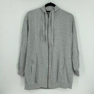 Ellos Gray Full Zip Hoodie Long Sleeve Pockets Size 1X